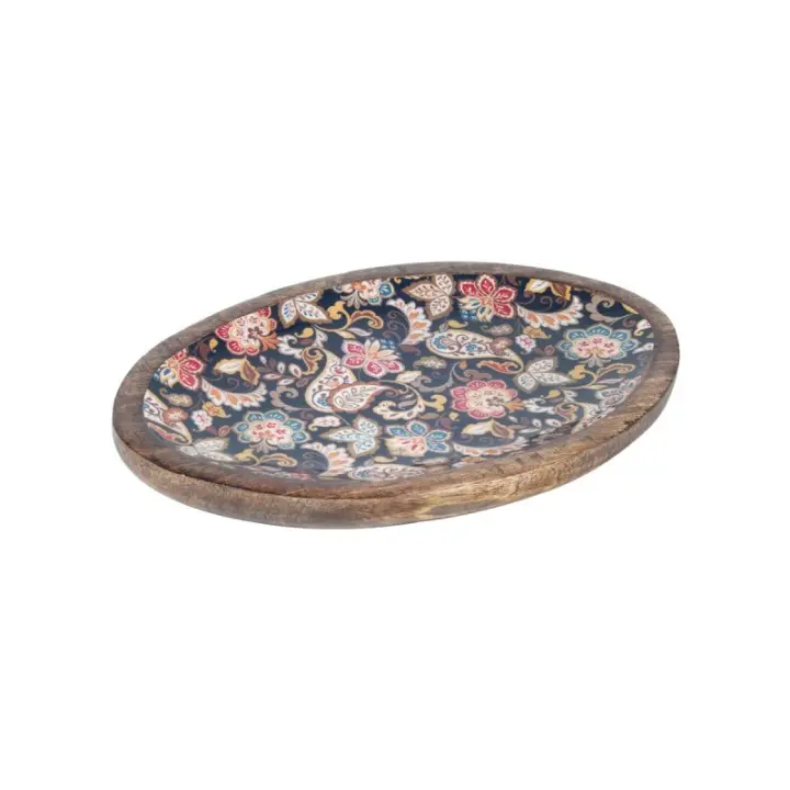 SIGNES GRIMALT Signes Grimalt Bandeja Oval Decorativa Portavelas de Madera Set de 2 Unidades - 1