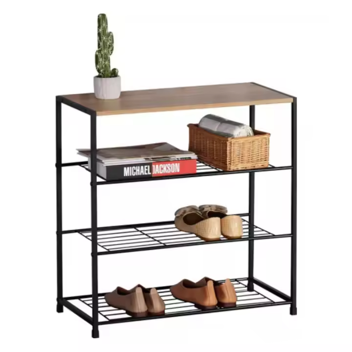 Estantería/ Zapatero multiuso  de metal y madera multiuso. 60 x 30 x 63 cm - 1