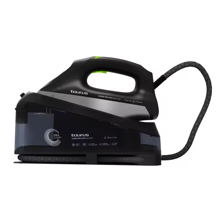 Taurus - Centro de planchado Sliding Pro 3000 Non Stop. Color Negro. Material producto Cerámica. Potencia 3.000 W. Longitud del cable 195 cm - 1