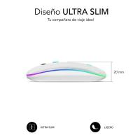 Ratón Inalámbrico por Bluetooth Subblim LED Dual Flat/ Batería recargable/ Hasta 1600 DPI/ Blanco/Negro - details 3