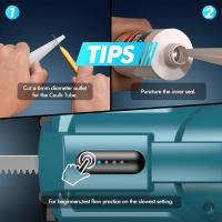 Pistola de pegamento eléctrica inalámbrica con 4 velocidades ajustables para un control preciso del flujo de adhesivo. Ideal para duchas, jacuzis, superficies de paredes y pisos, techos, etc. - details 2
