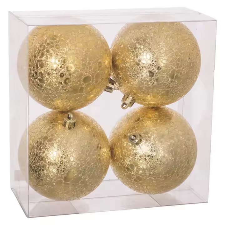 Gerimport Set 4 Bolas Navidad Oro 8 Cm - Decoración Elegante - 1