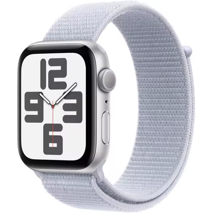 Apple Watch SE 2024 GPS 44 mm CA Correa deportiva de aluminio plateado Nube azul - 1