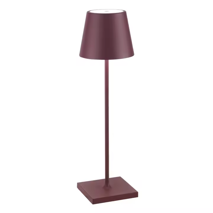 Lámpara de Mesa LED recargable y regular Poldina Pro Bordeaux con duración de Agua de hasta 12 Horas. Para uso exterior IP65 - 1