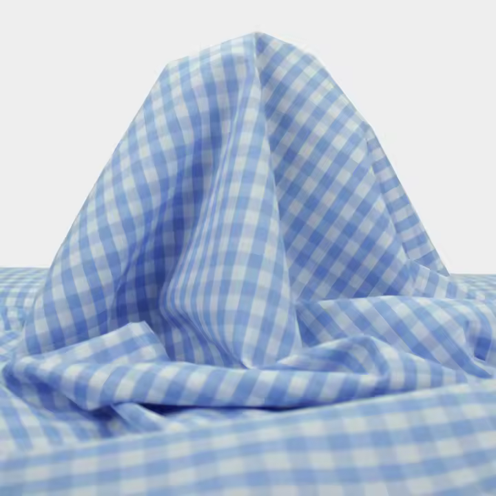 Almacenes Casa Angel TELA ANTIMANCHAS DE CUADROS VICHY 10mm COLOR CELESTE POR METROS, ANCHO 160cm - 1