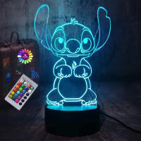 Lámpara De Noche Disney's Lilo & Stitch Con Control Remoto Y Toque Inteligente Decoración De Habitación Regalo De Cumpleaños San Valentín Navidad - details 5
