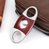 Cortador De Cigarrillos De Acero Inoxidable Y Madera Marrón JIBILL Accesorio De Cigarrillos Regalo De Navidad Para Padre 9x3.6x1.1cm - details 8