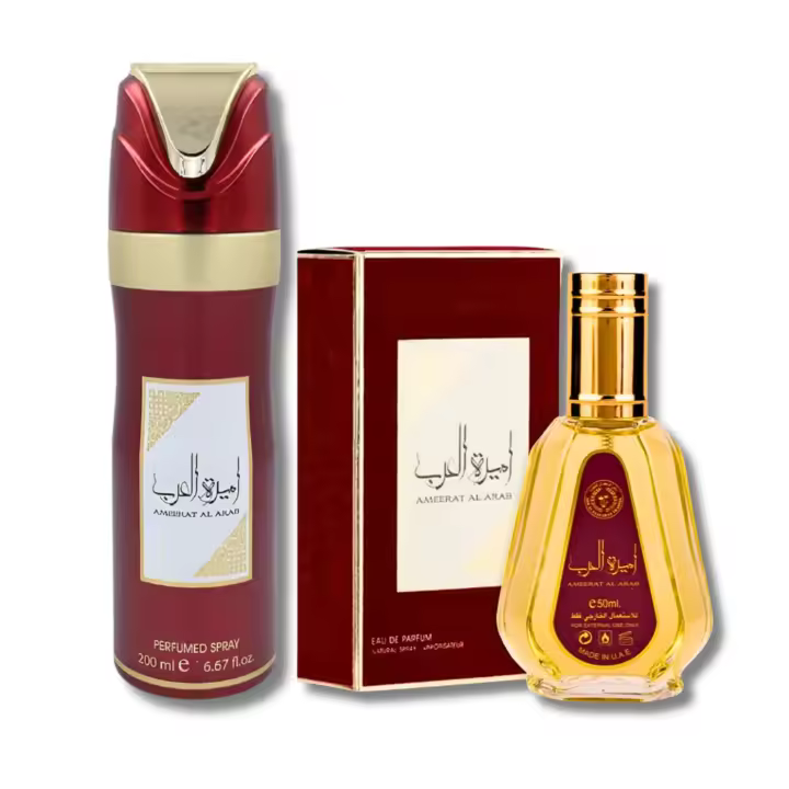 Pack Lattafa Ameerat Al Arab Desodorante Spray Corporal 200ml + Eau de Parfum - Natural Spray 50 ml – Aroma Árabe Duradero y Elegante para Mujer - 1