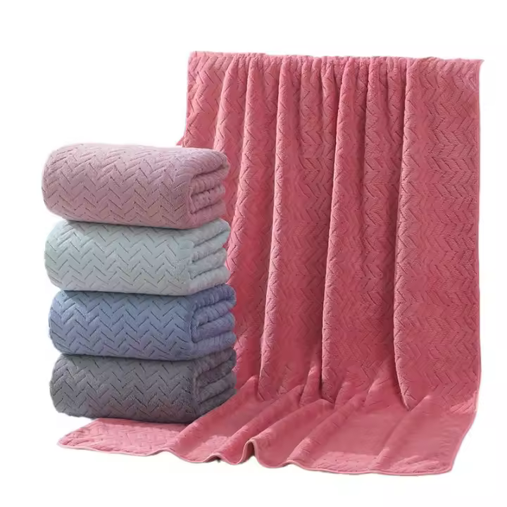 Toalla de baño Grande de Lana de Coral para adultos, fácil y absorbente de Agua, tamaño 80x160, with orejas de Trigo, Nueva - 1