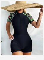 Traje De Baño De Un Pie Para Mujer Talla Grande Con Cierre De Cremallera Deporte Y Surf Estilo De Top Chaleco Floral Polyester - details 0
