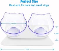Cuenco transparente para Gatos, Cuenco Doble ajustable con soporte Elevado, Agua y Comida previene Las - details 0