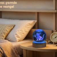 Lámpara De Noche De Cristal Con Grabado Láser 3D Mariposa Gato Canción Decoración De Vidrio Pulido Moderna Regalo De Navidad - details 1