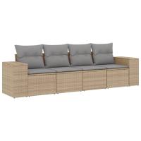 vidaXL Set de sofás de jardín 4 pzas y cojines ratán sintético Negro, Negro y crema, beige and cream Conjunto Terraza Muebles Jardín Exterior Juego de Muebles de jardín Mueble Jardín Exterior Muebles de Salon Exterior - details 1