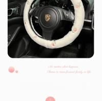 Nueva Creativa Funda De Volante De Coche Oso De Dibujos Animados Invernal Con Flor Antideslizante Moda Funda Para Manillar - details 2