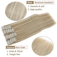 Extensiones De Cabello Sintético Recto BENEHAIR 180g 12PCS 22" Para Mujer Resistente Al Calor Pieza Completa Extensiones De Cabello Con Clip - details 3