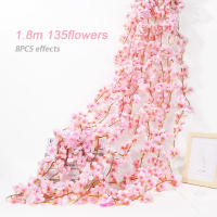 Guirnalda De Flores Artificiales De Seda Rosa De Cerezo 1.8m Para Decoración De Casamiento Fiesta Hogar Jardín Arco Fondo - details 3