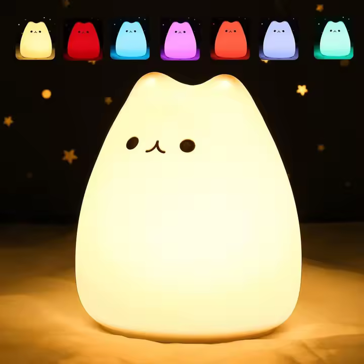 Lindo gato lámpara, lámpara de noche en la habitación de las niñas, gatito lámpara bebé regalo de cumpleaños bebé adolescente portátil kawaii noche lámpara de vivero decoración de la habitación - 1