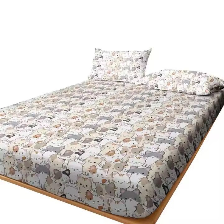 Sábana Ajustable De Poliéster 100% Con Estampado De Animales Divertidos Sábana De Cama Para Dormitorio Excluye Fundas De Almohada - 1