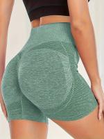 Shorts De Yoga De Cintura Alta Sin Costuras Estirables Para Correr Deporte Mujer Activewear Corto Color Sólido Sin Bolsillos - details 6