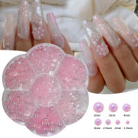 Accesorios De Uñas DIY Con Perlas AB De Resina Coloridas Y Tamaños Variados Paquete De 7 Grillas De Medio Círculo Lujo - details 8