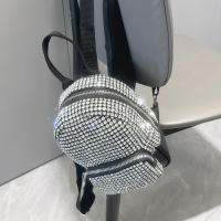 Mochila De Cristal Brillante Diseño Artesanal Lujo Diseñadora Bolso De Mano Para Mujer Material Metálico Con Lining De Poliéster - details 3