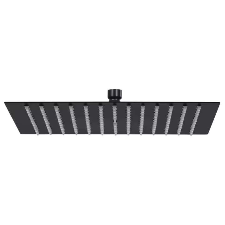 vidaXL Cabezal ducha efecto lluvia acero inox cuadrado negro 40x40 cm - 1