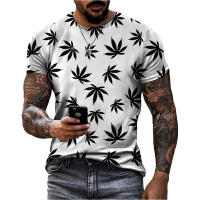 Camiseta De Verano Con Estampado 3D De Hoja De Cannabis Estilo Casual Y Moda Callejera Manga Corta Para Hombre - details 3