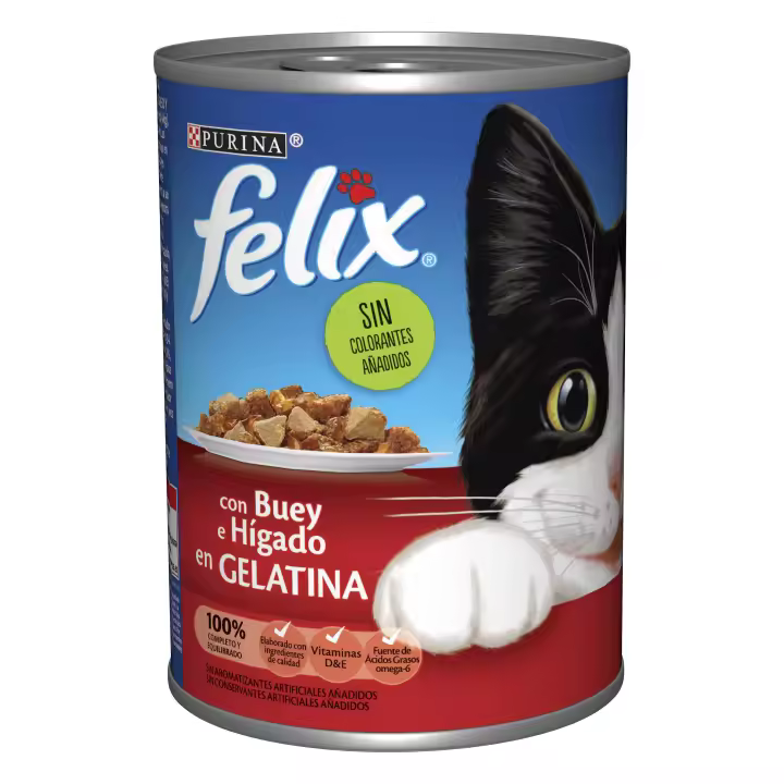 Felix Buey e Hígado en Gelatina Lata para Gatos  Comida húmeda para gatos - 1