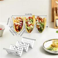 Taco stand, 4-pack stainless steel stand with handle, taco tray holds up to 3 tacos, taco stand - details 1