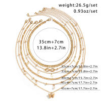Set De 6 Collares Boho Con Símbolo Infinito Hoja Mariposa Para Mujer Imitación De Perla Vintage Cadena Delgada Joyería De Fiesta - details 4