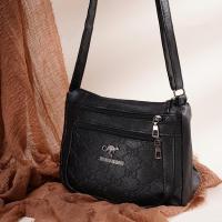 Bolso Bandolera De Moda Para Mujer En Cuero PU Gran Capacidad Con Múltiples Bolsillos Bolso De Hombro Negro Con Relieve Para Salidas Y Fiestas - details 6