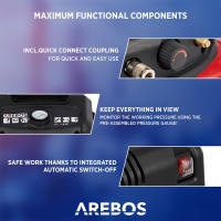 AREBOS Compresor de Aire Comprimido 1200W - 6L - Silencioso - Pintar - Eléctrico - details 19