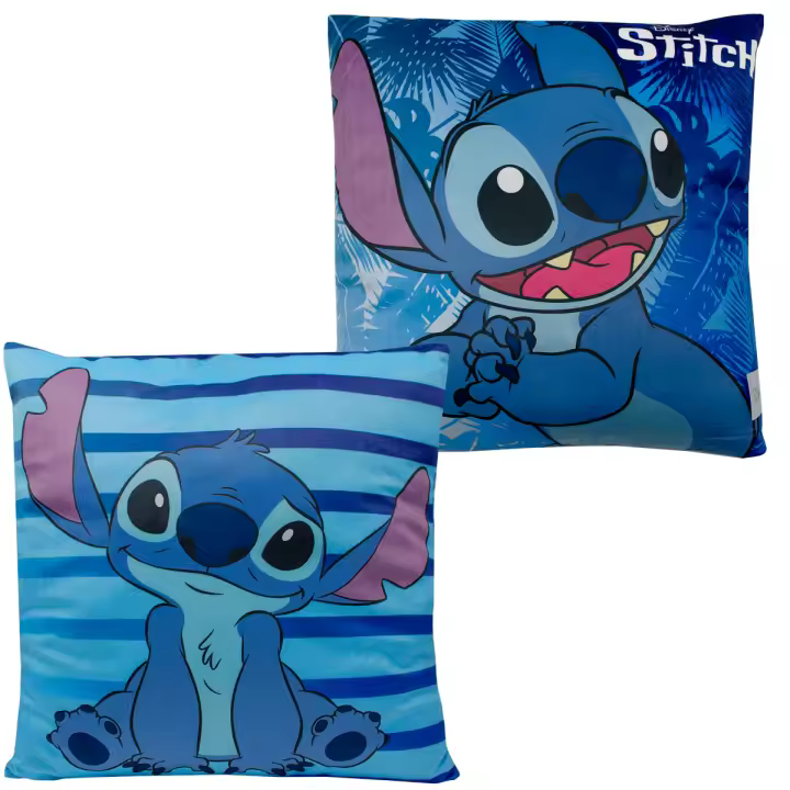 Cojín Decorativo Disney Stitch 38x38 cm | Almohada Infantil con Diseño Suave en Tela Velboa 100% Políester | Ideal para Dormitorio, Salón o Regalo Original | Producto Oficial con Licencia Disney - 1