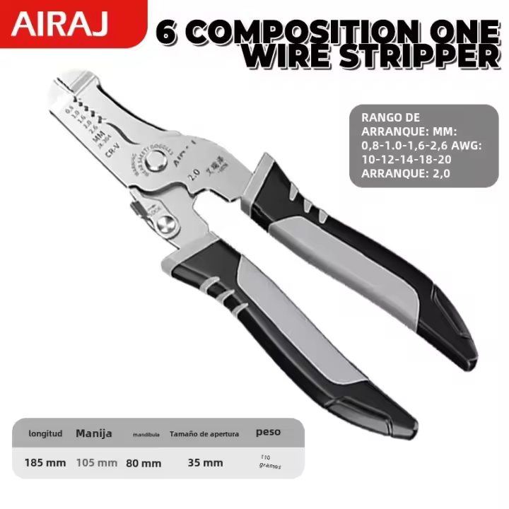Herramienta Desenredadora Multifuncional 6 En 1 Acrílico Y Acero Inoxidable Herramienta De Cortar Cables Y Raspar Terminales - 1