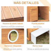 Outsunny Casa Infantil de Madera Casita de Juegos para Niños de +3 Años con Mesita Banco Buzón Pizarra Macetero Ventanas y Puerta para Exterior 122x108x135,5 cm Natural - details 2