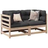 vidaXL Juego de sofás de jardín 2 piezas madera maciza de pino en color Pino natural/Marrón cera - details 0