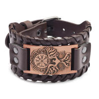 Pulsera Vikinga De Moda Con Encanto De Runas Nórdicas Y Compas Pulsera De Cuero Tejido Para Hombres Joyería De Moda Para Fiesta - details 2