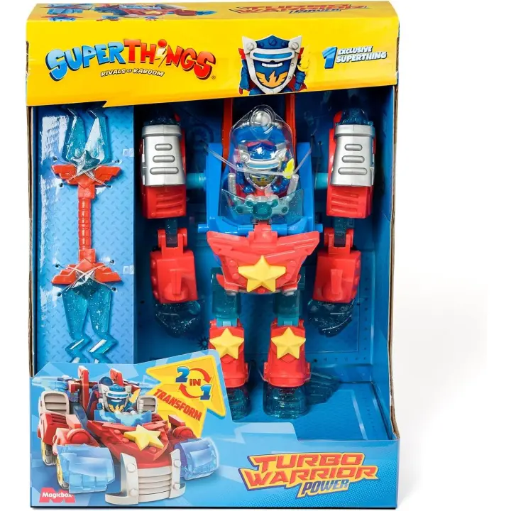 SUPERTHINGS Turbo Warrior Power – Robot héroe transformable. El Robot se transforma en un Coche. Incluye 1 Turbo Warrior, 1 Accesorio Exclusivo y 1 SuperThing Exclusivo (Magic Box 803224) - 1