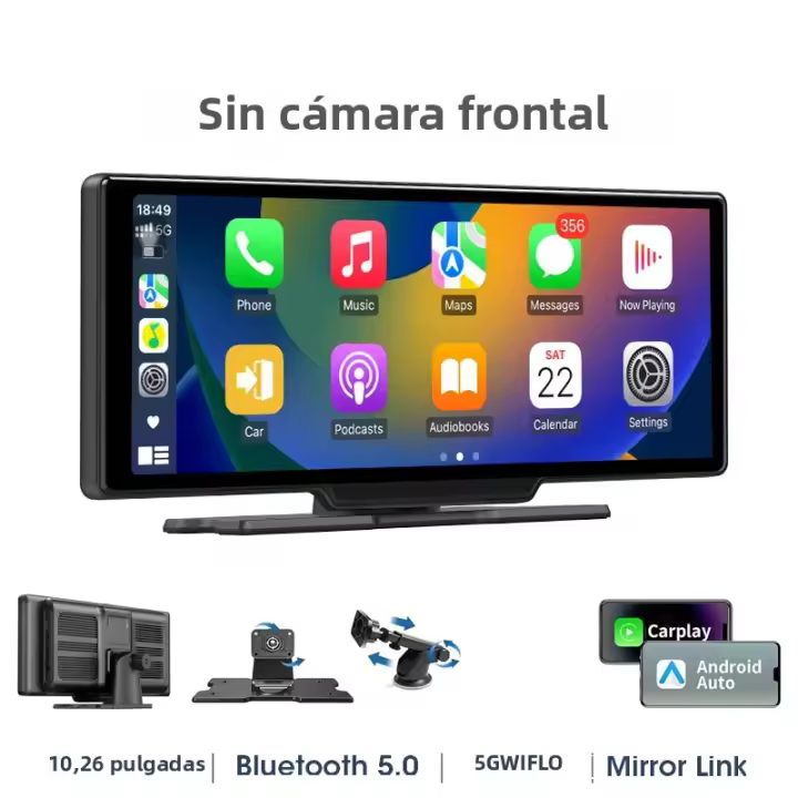Cámara De Coche 4K 10.26 Pulgadas Con DVR Multimedia Wireless Carplay Android Auto GPS Doble Lente Cámara Trasera Espejo Dashboard - 1