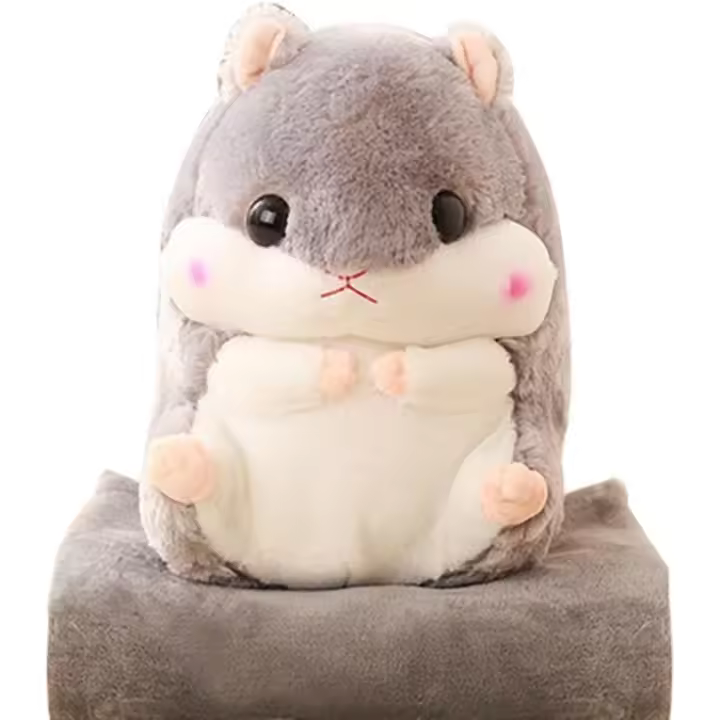 Almohada de hámster de peluche suave con manta cómoda de 100 cm x 170 cm, color gris - 1