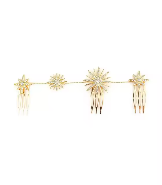 Aplicación para el Pelo con Peinetas Metálicas y Estrellas con Strass - 1