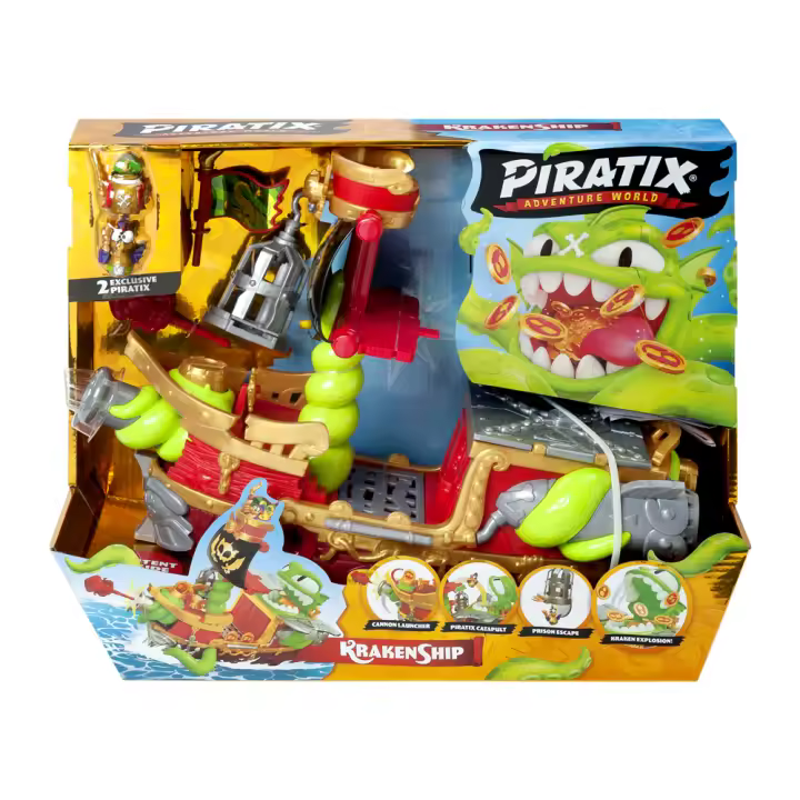Piratix Adventure World Kraken Ship Barco Pirata con 2 mini-figuras exclusivas de Piratix - Magicbox - 1