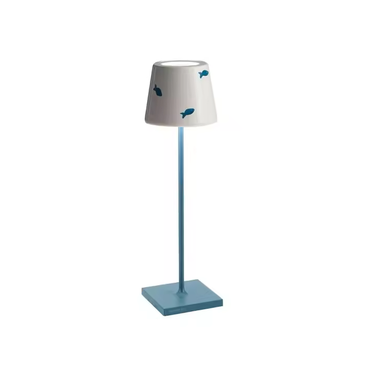 Lámpara de Mesa LED Poldina Lido Pez Azul recargable y regular con quería de hasta 12 Horas. Para uso exterior IP65 - 1