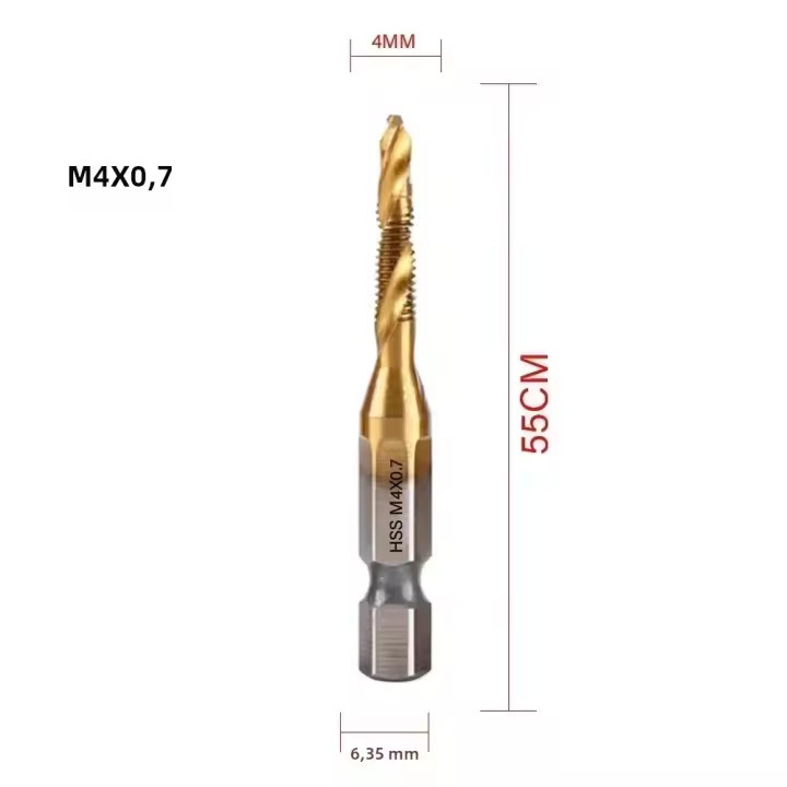 Brocas De HSS Con Rosca De Titanio Mplorado Herramientas Manuales Para Taps Métricos M3 M4 M5 M6 M8 M10 Conjunto De Brocas Compuestas - 1