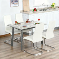 HOMCOM Juego de 4 Sillas de Comedor, Sillas de Cocina con Asiento y Respaldo Acolchado, Tapizado en Terciopelo, Patas de Acero, para Oficina, Conferencia, Sala de Estar, Crema - details 1