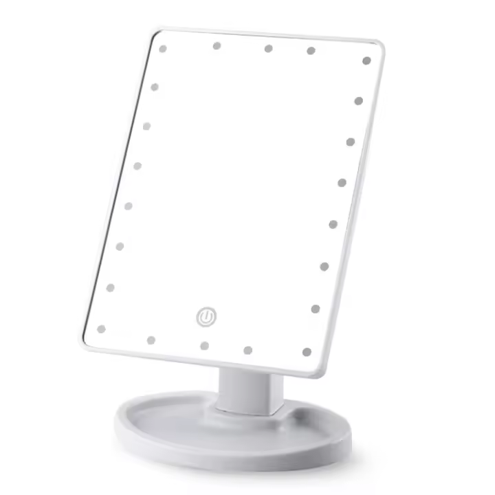 Espejo de maquillaje con luces, 22 luces LED, fuente de alimentación dual, rotación de 180°, espejo cosmético portátil - 1