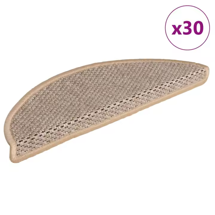 vidaXL Alfombra autoadhesiva escalera sisal 30 uds beige claro - 1