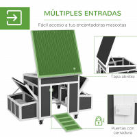 PawHut Gallinero de Madera 147x93,5x89,5 cm Gallinero para Exterior con Ventana Puerta Nido Bandeja Extraíble y Perchas Jaula para 1-6 Gallinas Gris Oscuro - details 4