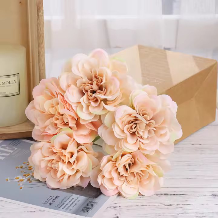 5PCS Flores Artificiales De Seda Peonia Para Decoración De Bodas Hogar Y Sala De Estar Rama Artificial Para Navidad DIY Arreglo - 1