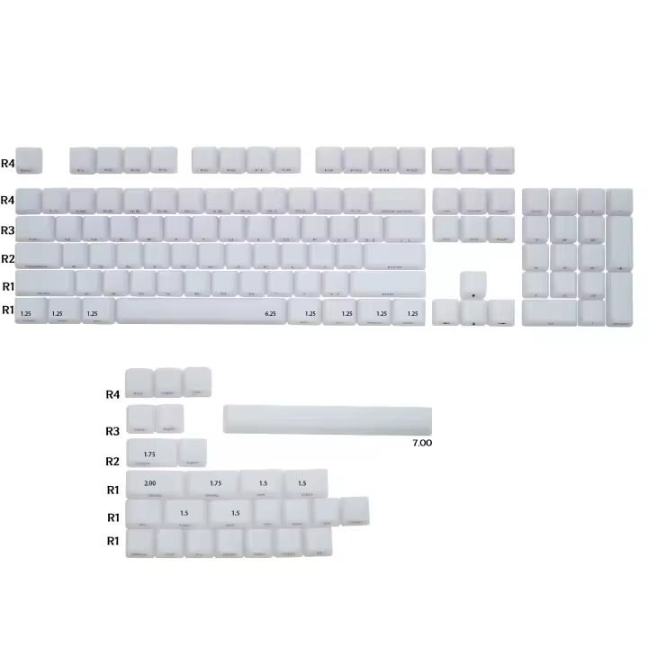 Tecla de seda transparente para teclado mecánico Cherry MX, perfil OEM, 130 teclas, incluida la espaciadora - 1